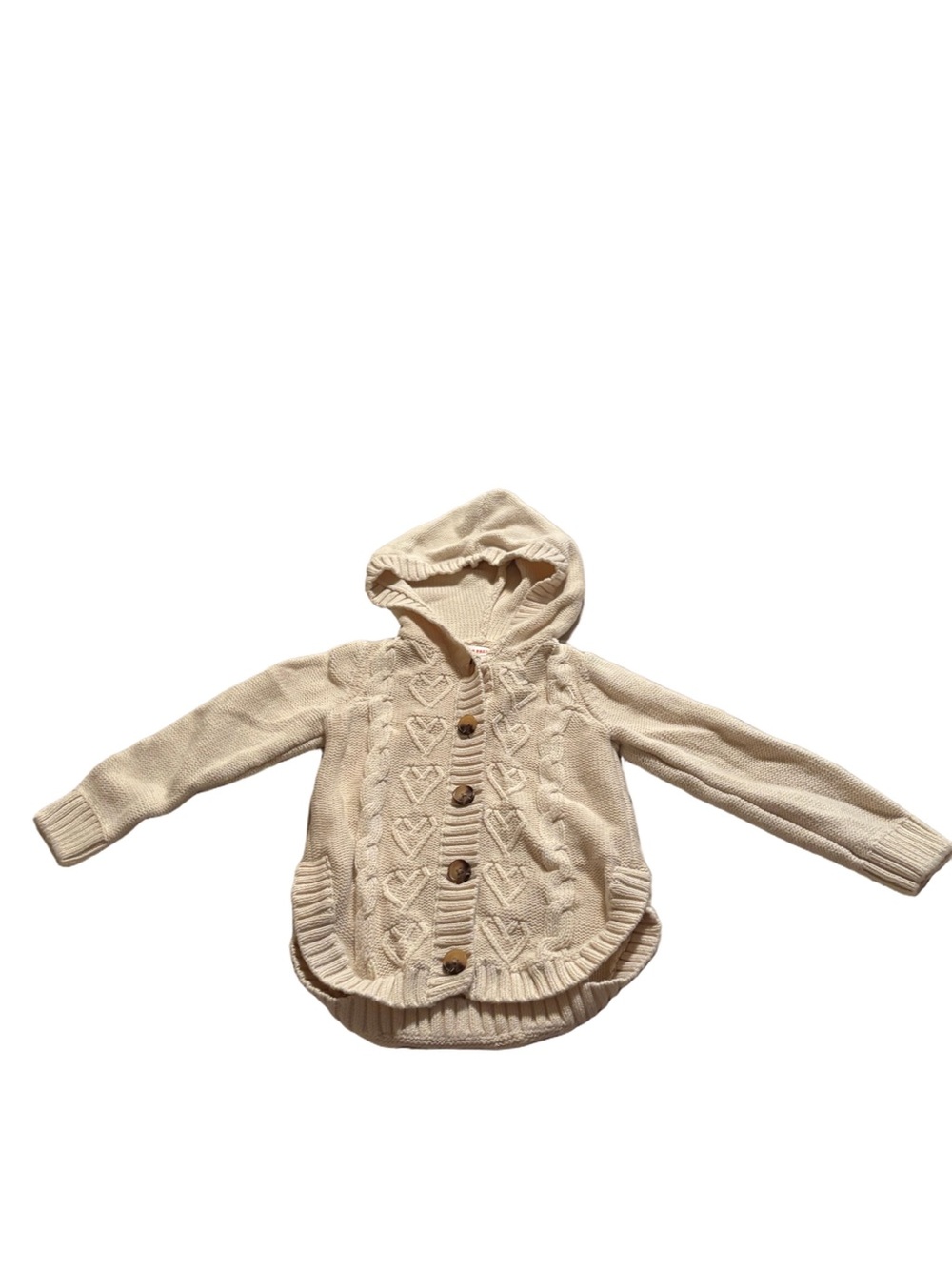 Joe Fresh Cream Hooded Cable Knit Button-Front Sweater Size 3T
